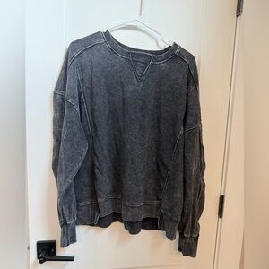 Vinyl Icons Black Acid Wash Crewneck Sweatshirt